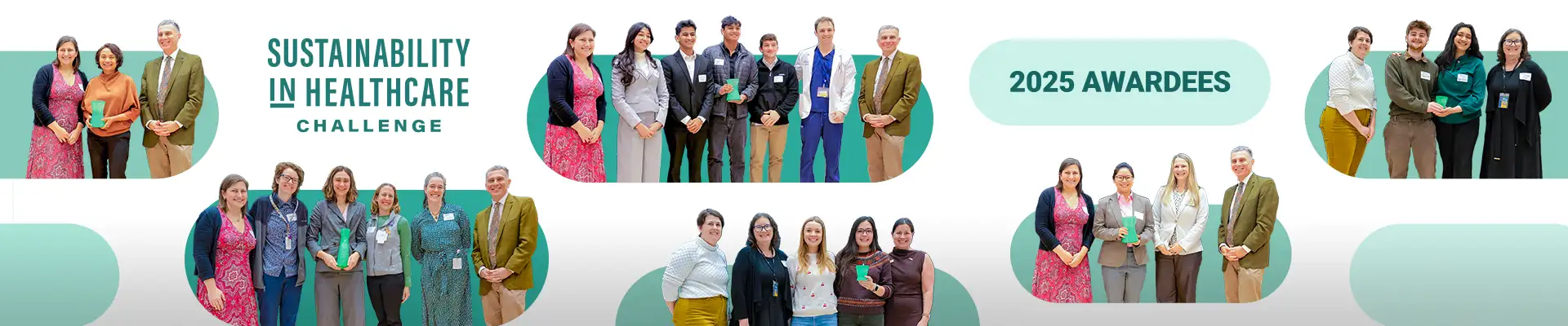 Composite image of photos from previous winners of the Sustainability in Healthcare Challenge